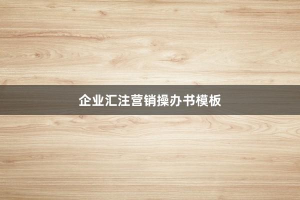 企业汇注营销操办书模板