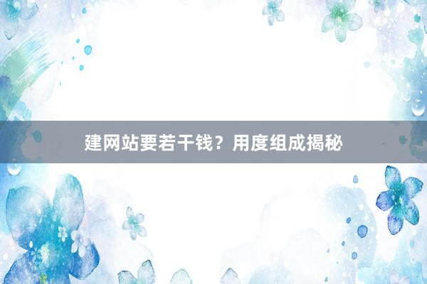 建网站要若干钱？用度组成揭秘