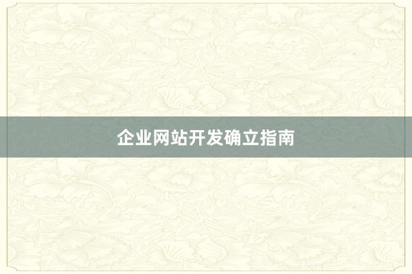 企业网站开发确立指南
